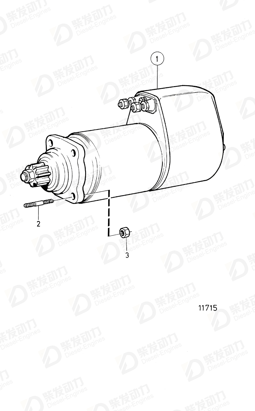 VOLVO Starter motor, exch 3803600 Drawing